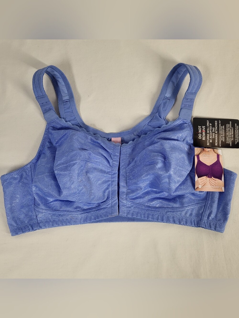 Comfort Choice The Posture Support Bra Size 46C Blue Lace Wireless Front Close